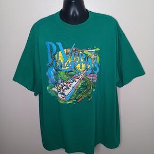 Vintage 1990 Men’s One Size River Charters Deep South 90s Green Relax Baggy Tee